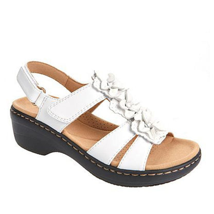 Sandales "Bloom-Wedge" – Talons Compensés, Bout Ouvert & Détails Floraux