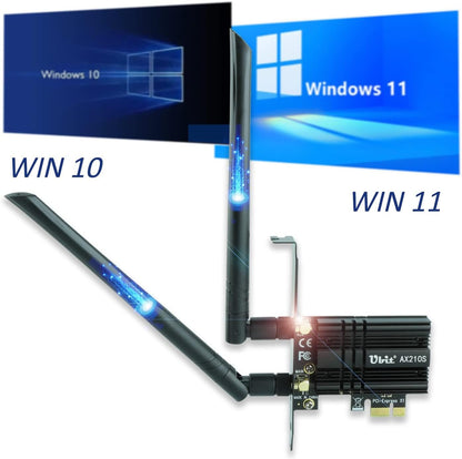 Ubit Carte Réseau WiFi 6E AX210 PCIe Carte WiFi | Max 5374Mbps avec BT 5.3| Adaptateur sans Fil Tri-Bande 802.11AX avec MU-MIMO,OFDMA,Ultra-Low Latency | Soutien Windows 10/11 64bit