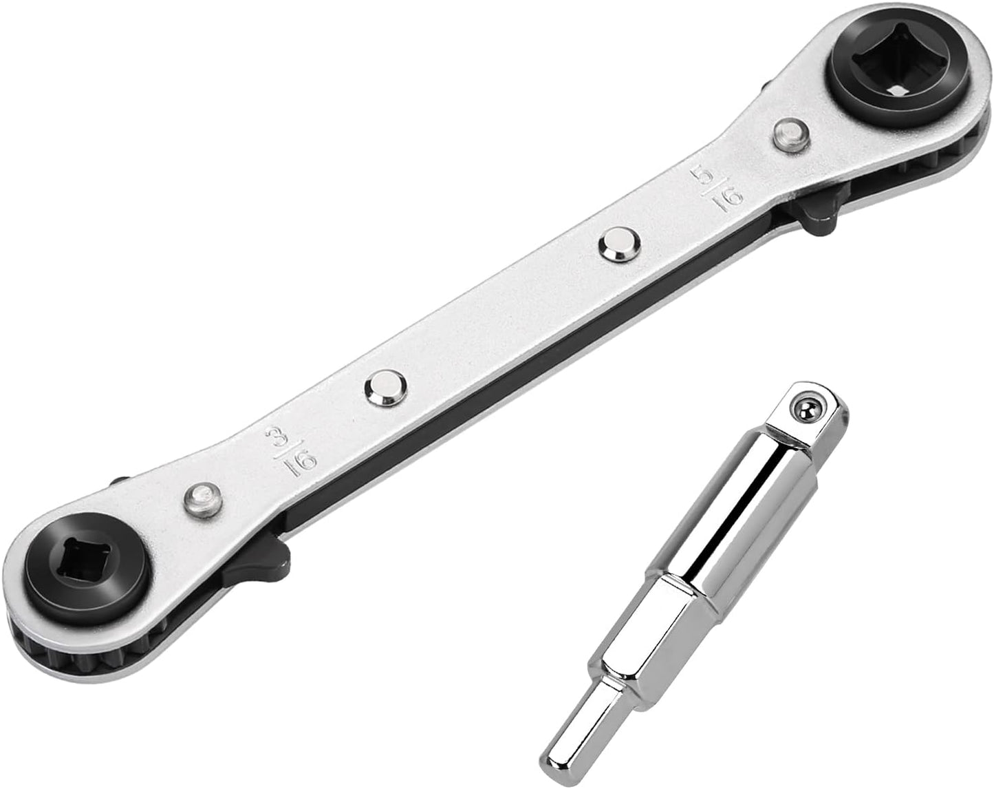Clé à cliquet multi WADEO, clé dynamométrique 3/8” à 1/4” 4 en 1 tournevis réversible, clé à cliquet double pour climatisation, réfrigérateurs, appareils de réparation