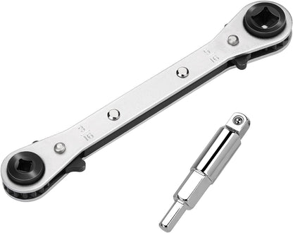 Clé à cliquet multi WADEO, clé dynamométrique 3/8” à 1/4” 4 en 1 tournevis réversible, clé à cliquet double pour climatisation, réfrigérateurs, appareils de réparation
