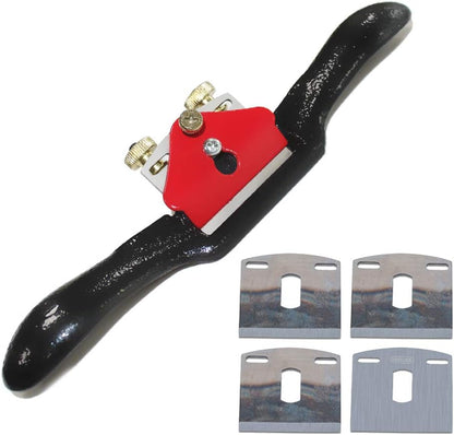 rabot avec base plate 9.3"/235mm rayons réglables Se raser avec 4 lames de rechange,, lame en métal travail du bois outil à main parfait pour la planification de la coupe outils de travail du bois