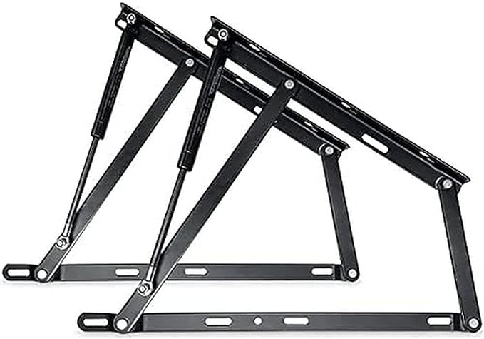 Lot de système Complet de Levage hydrauliques Professionnel pour canapés. Comprend des charnières + Pistons + vis, Puissance 1400 Nw (lit de 160) Noir