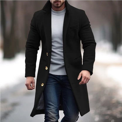 Manteau Long "Élégance Impériale" – Coupe Ajustée & Détails Dorés
