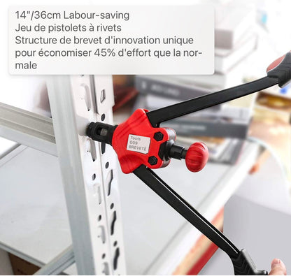 Jeu de pinces à riveter Machine à riveter M5 M6 M8 Écrous à riveter 60 pièces 6 épins en acier au chrome-molybdène Poignée 360mm pour tôles d'acier et métal