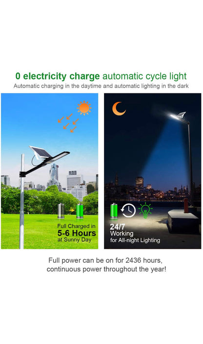 Lampadaire lampe solaire extérieur 80W 6500K 800LM avec télécommande IP67 étanche neuve