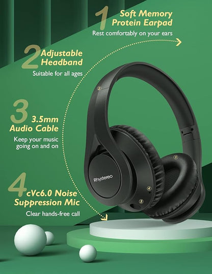 Casque Bluetooth avec 60H de Lecture, Casque Bluetooth 5.0 sur l'oreille, Micro intégré, Casque sans Fil Filaire Pliable pour Le Travail, Les Voyages, l'apprentissage en Ligne, téléphone, PC