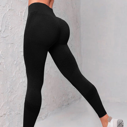 Pantalon de yoga sans couture à taille haute pour femmes Couleur unie à pois Rayé Imprimé