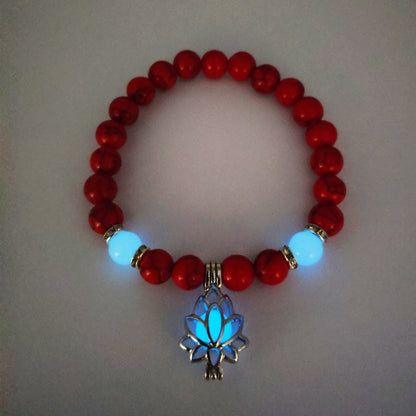Bracelet "Lotus Lumineux" – Pierre Naturelle, Énergie Yoga & Perles Phosphorescen