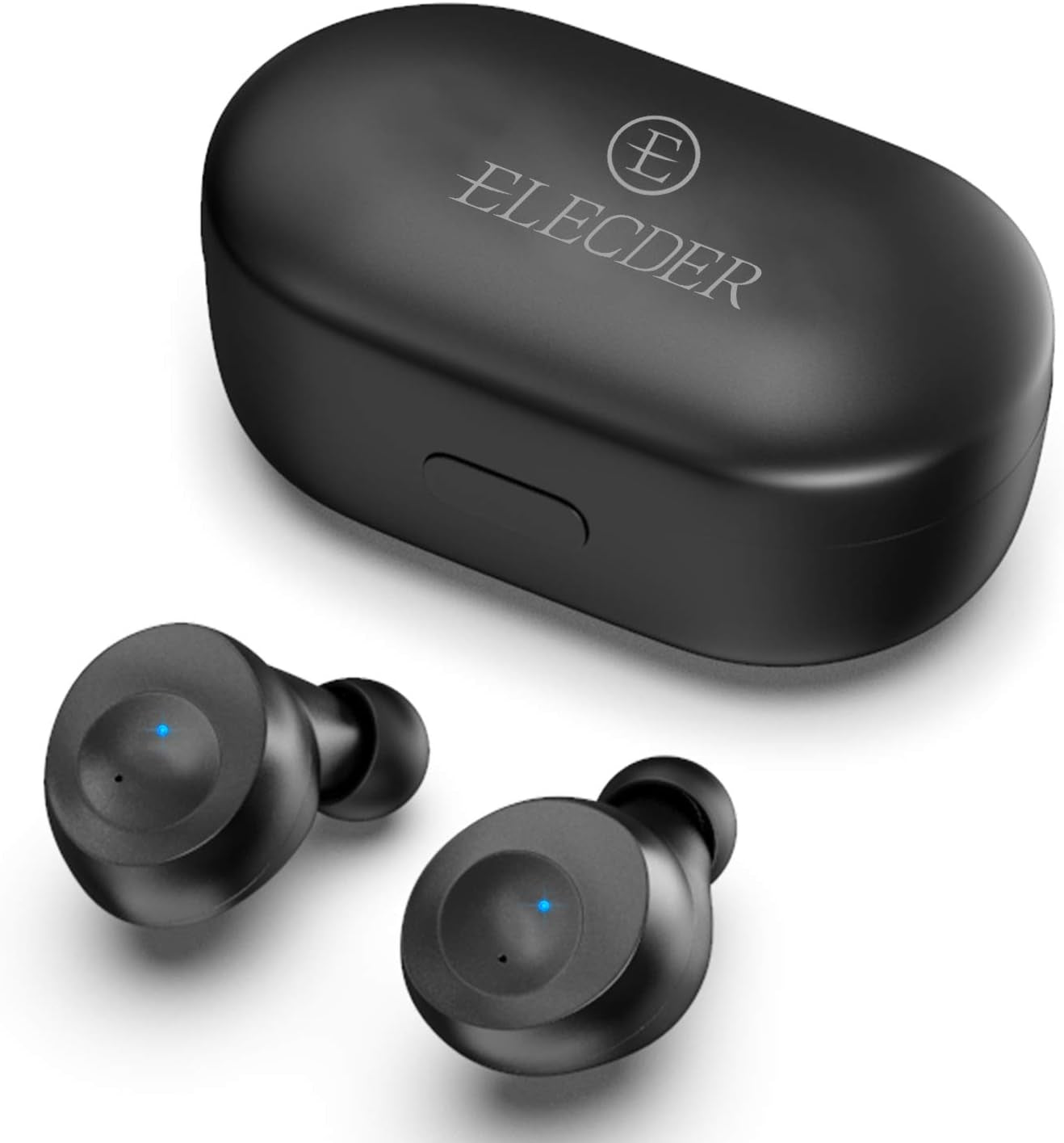ELECDER D10 True Ecouteurs sans Fil Bluetooth 5.0 Casque sans Fil avec Microphone, Casque de Sport avec étui de Chargement pour Entraînement, Course, Support pour Smartphones Android/iPhone (Noir)