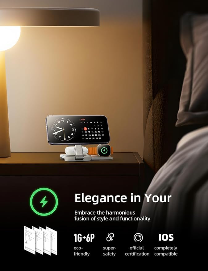 Station de Charge Apple Voyage Chargeur Induction Convient pour iPhone Airpods Watch