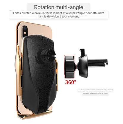 Chargeur de voiture sans fil, support de téléphone portable automatique Ventilation Station de charge inductive pour voiture 7,5W/10W pour iPhone 12/12 Pro/11 Pro/11/X/XS Max/XR,Galaxy S9/S10/S20/Note 10 et tous les téléphones compatibles QI