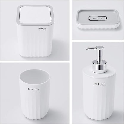 Kit Salle de Bain Moderne, Coupe de Brosse à Dents, Porte-Savon, Poubelle, Distributeur de savon