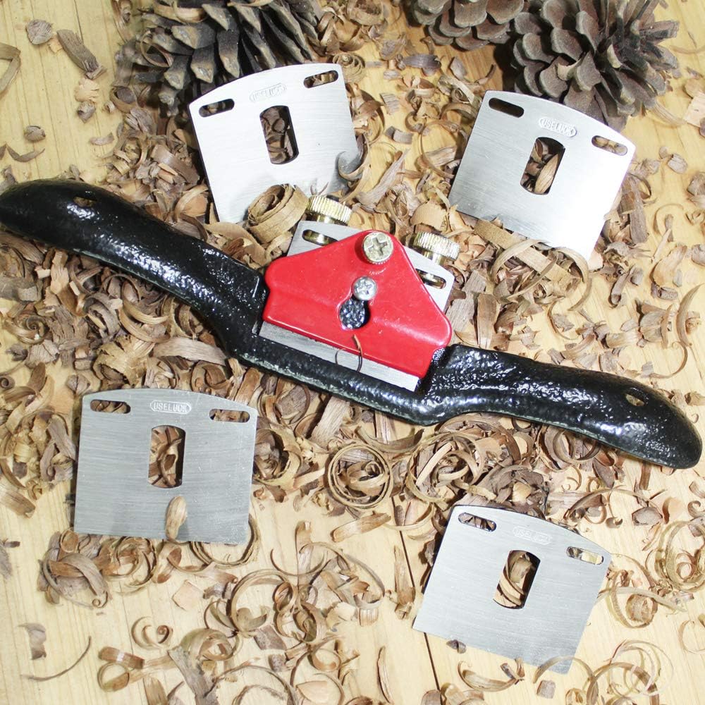 rabot avec base plate 9.3"/235mm rayons réglables Se raser avec 4 lames de rechange,, lame en métal travail du bois outil à main parfait pour la planification de la coupe outils de travail du bois