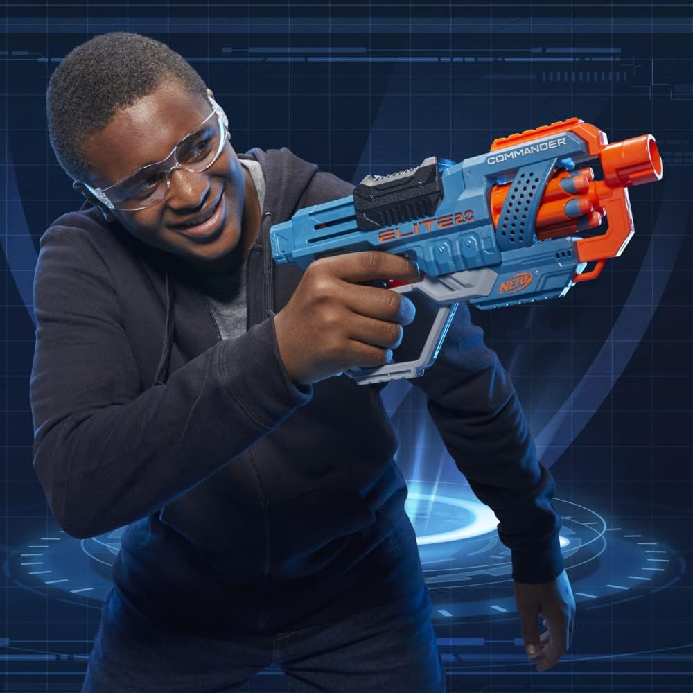 Nerf, Blaster Commander RC-6, 12 fléchettes Nerf Elite, barillet Rotatif 6 fléchettes, neuf