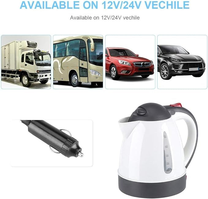 Bouilloire Électrique 1000ml Portable pour Voiture,Voyage Allume-Cigare DC12V Rapide pour Thé Café