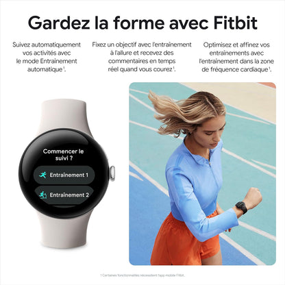 Google Pixel Watch 2 – Boîtier en Aluminium Noir Mat – Bracelet Sport Noir Volcanique – Wi-FI