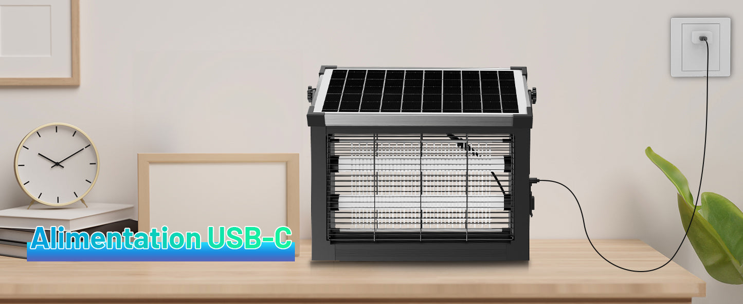 Lampe Anti Moustique, 4500V Anti Moustique Extérieur Solaire électrique, USB C Étanche neuf
