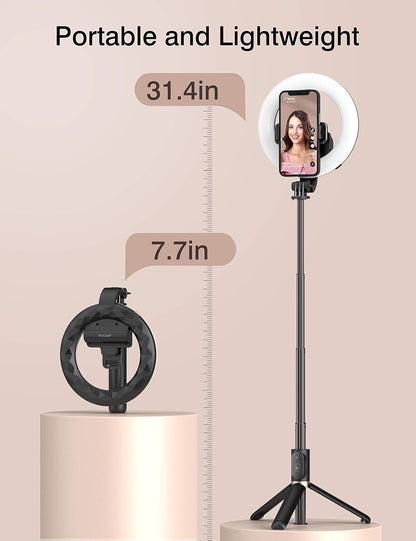Artoful Perche Selfie Ring Light avec Trépied LED Lumière Anneau avec télécommande 3 Modes et 3 Luminosité Réglable Rotation 360° pour Tiktok, Maquillage, Youtube et Vlog pour iPhone & Android Phone