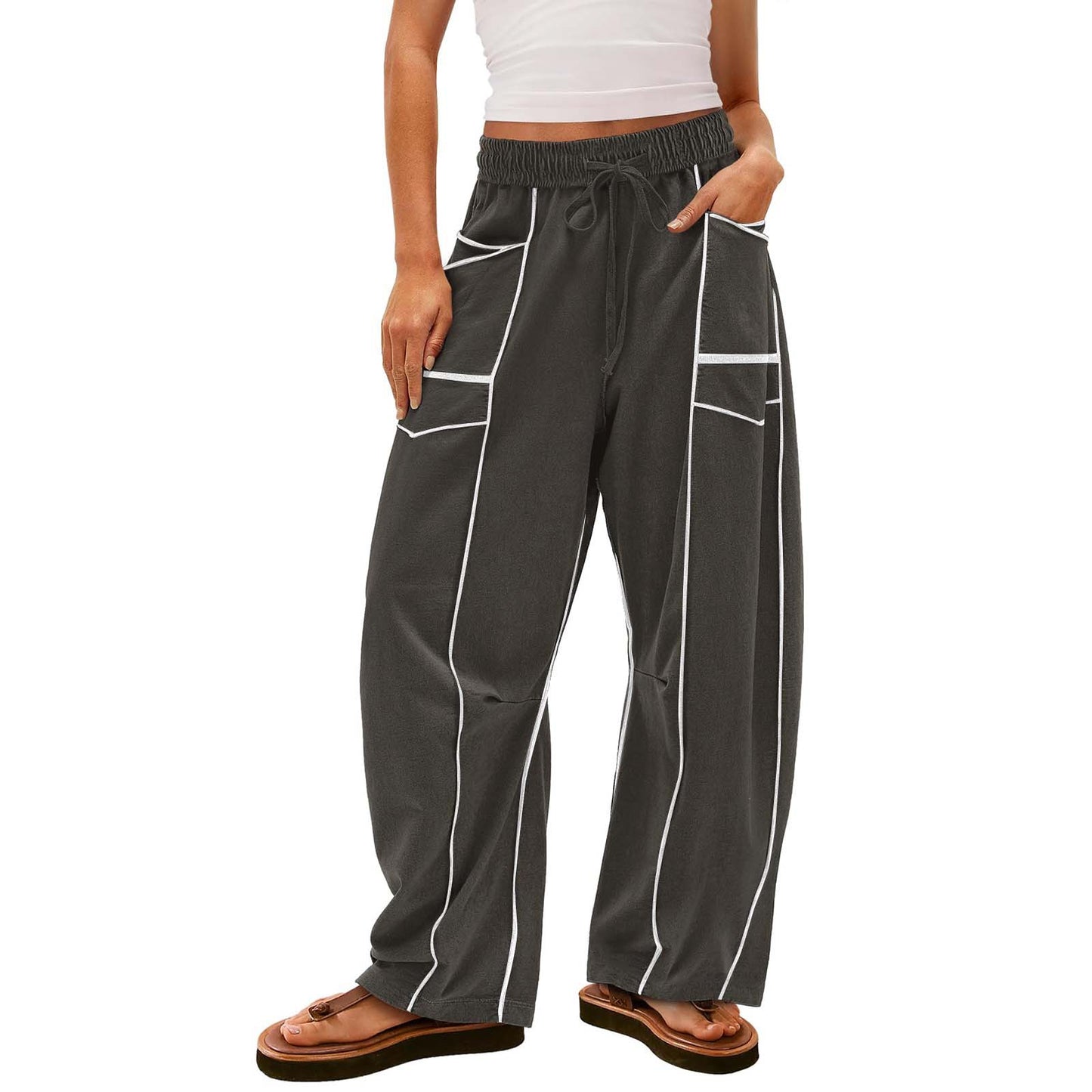 Pantalon Cargo Graphique "Aura" – Coupe Large & Détails Contrastés