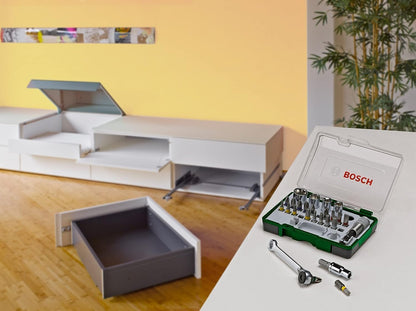 Bosch 27pcs. Jeu d'embouts de tournevis et à cliquet (PH, PZ, Hex, T, S-Bit, accessoires perceuse-visseuses et tournevis)
