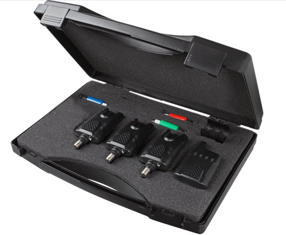 Kit de base Rod Pod et détecteurs de morsure avec tout ce dont vous avez besoin pour vous lancer dans la pêche à la carpe, comprend un pod de canne avec trois barres de canne, Noir