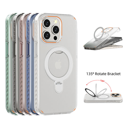 Nouvel étui de téléphone à support magnétique coloré avec couvercle,supporte charge sans fil  transparent magnétique Magesafe pour téléphone