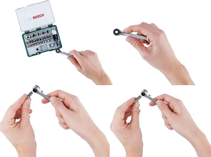 Bosch 27pcs. Jeu d'embouts de tournevis et à cliquet (PH, PZ, Hex, T, S-Bit, accessoires perceuse-visseuses et tournevis)