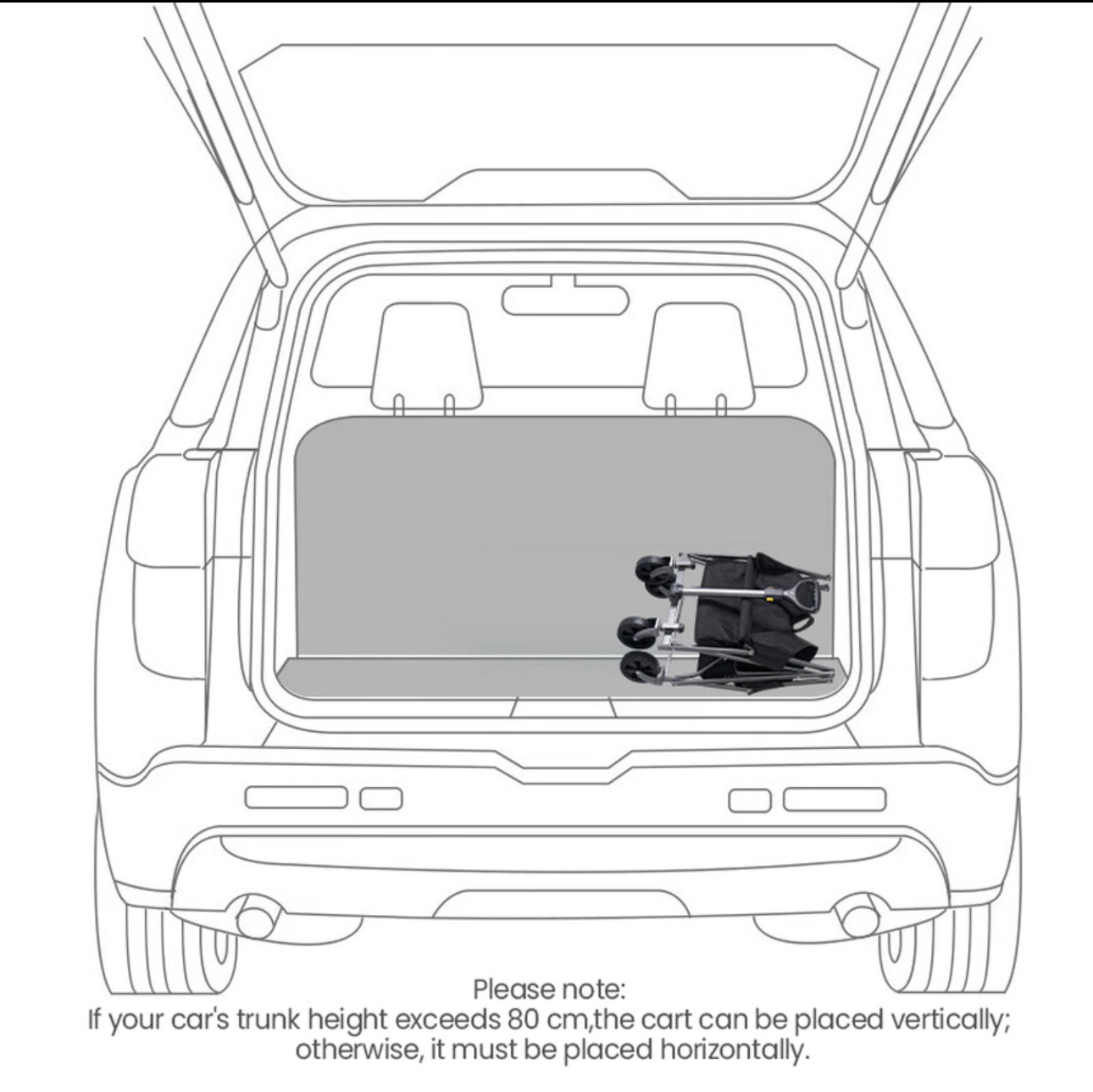 Chariot pliable avec capacité 70 L et charge maximale 100 kg