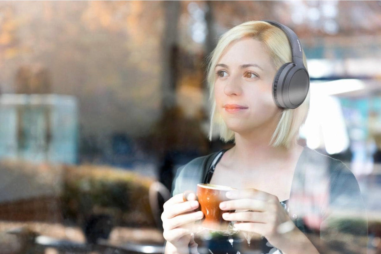 Philips Audio H5205BK/00 Casque Bluetooth sans Fil Supra-Aural avec Microphone et Bouton D'amplification des Basses (29 Heures D'autonomie, Charge Rapide) Circum aural