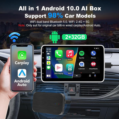 Adaptateur Sans Fil Apple CarPlay et Android Auto Android 10.0 2+32G flambant neuf