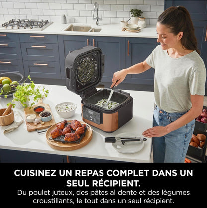 Ninja Speedi multicuiseur 10-en-1 vapeur/air,cuisson sans huile, nettoyage facile 5,7L, noir/cuivre
