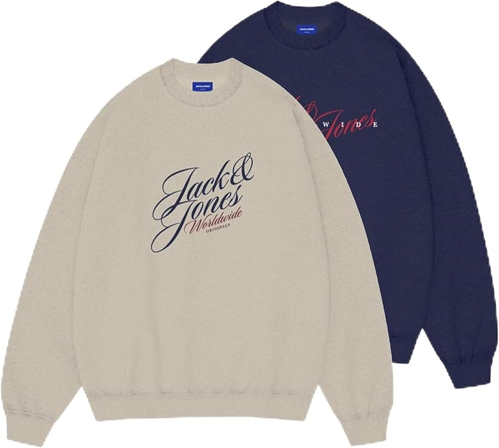 JACK & JONES Jorinwood Lot de 2 Sweat-Shirts à col Rond Homme
