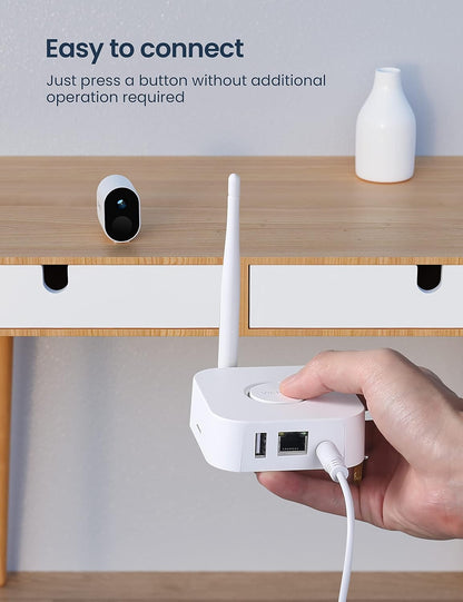 GNCC W1 Caméra de sécurité sans fil avec passerelle, alimentation par piles 2,4 G, caméra de sécurité domestique avec projecteur, vision nocturne couleur FHD 1080p, détection PIR, étanche, sans frais mensuels