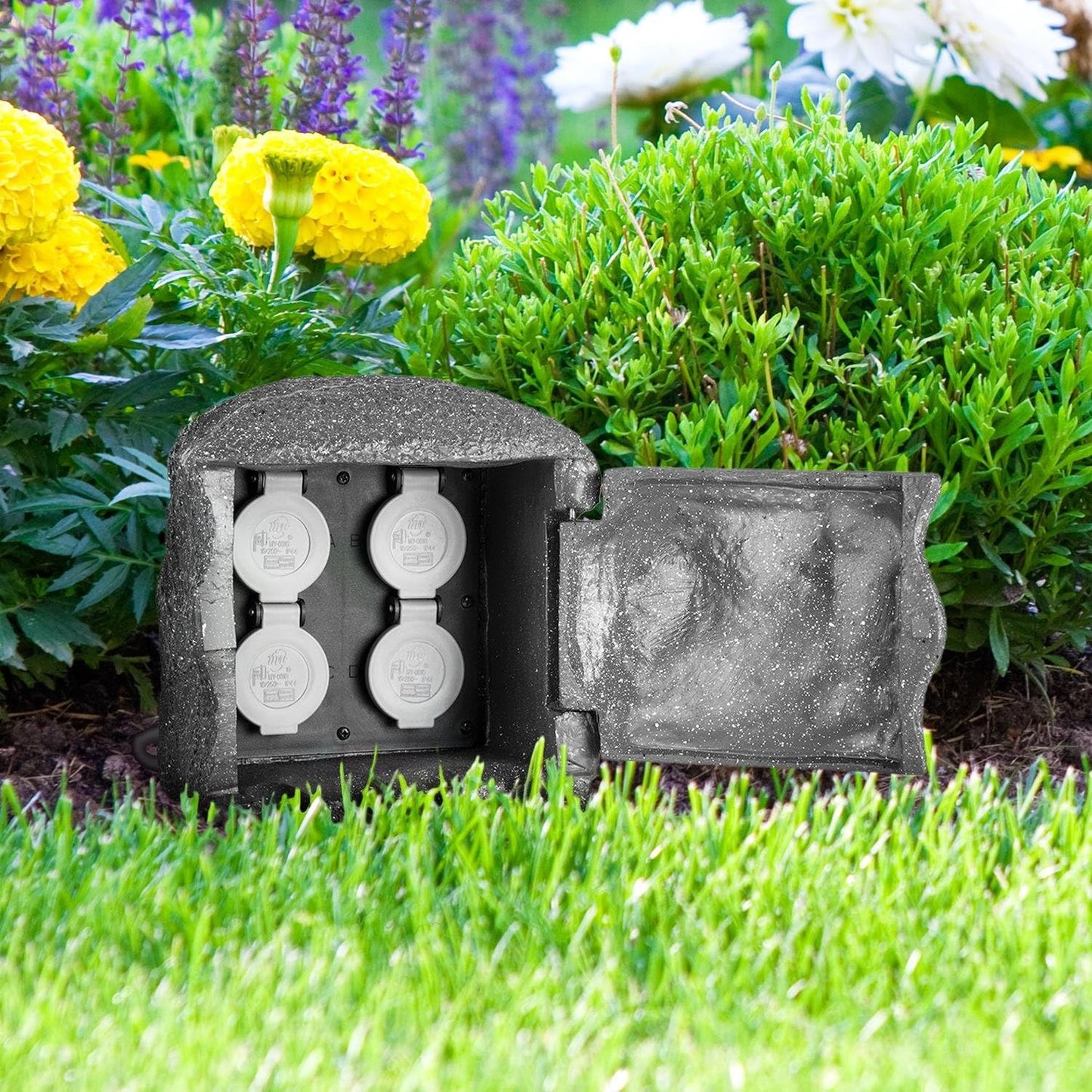 Prise Exterieure Etanche décoratif, 4 Prises 10A/2500W, ou 2 prises +prorgammateur ou Bluetooth