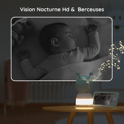 Babyphone Caméra 2K 5" PTZ 355°Camera Bebe,détection des Mouvements, Suivi Automatique neuf