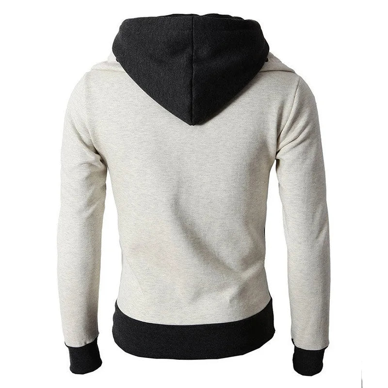 Veste à capuche zippée pour hommes Faux cardigan de sport en deux pièces Veste de sweat-shirt ajustée décontractée