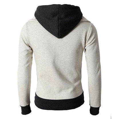 Veste à capuche zippée pour hommes Faux cardigan de sport en deux pièces Veste de sweat-shirt ajustée décontractée