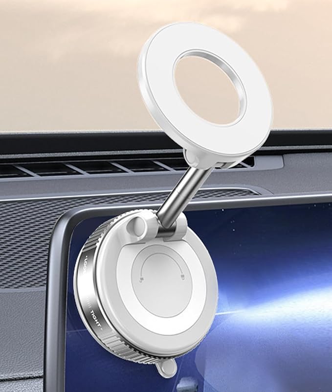 Support de téléphone, support de téléphone magnétique sous vide réglable à 360° Shopellox, support de téléphone mains libres pliable et rétractable pour maquillage/gymnase/miroir, adapté à tous les smartphones (noir)