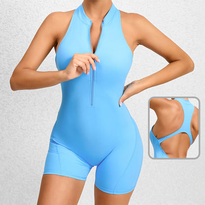 Combinaison "Body-Sculpt" – Short de Yoga à Fermeture Éclair & Effet Push-Up