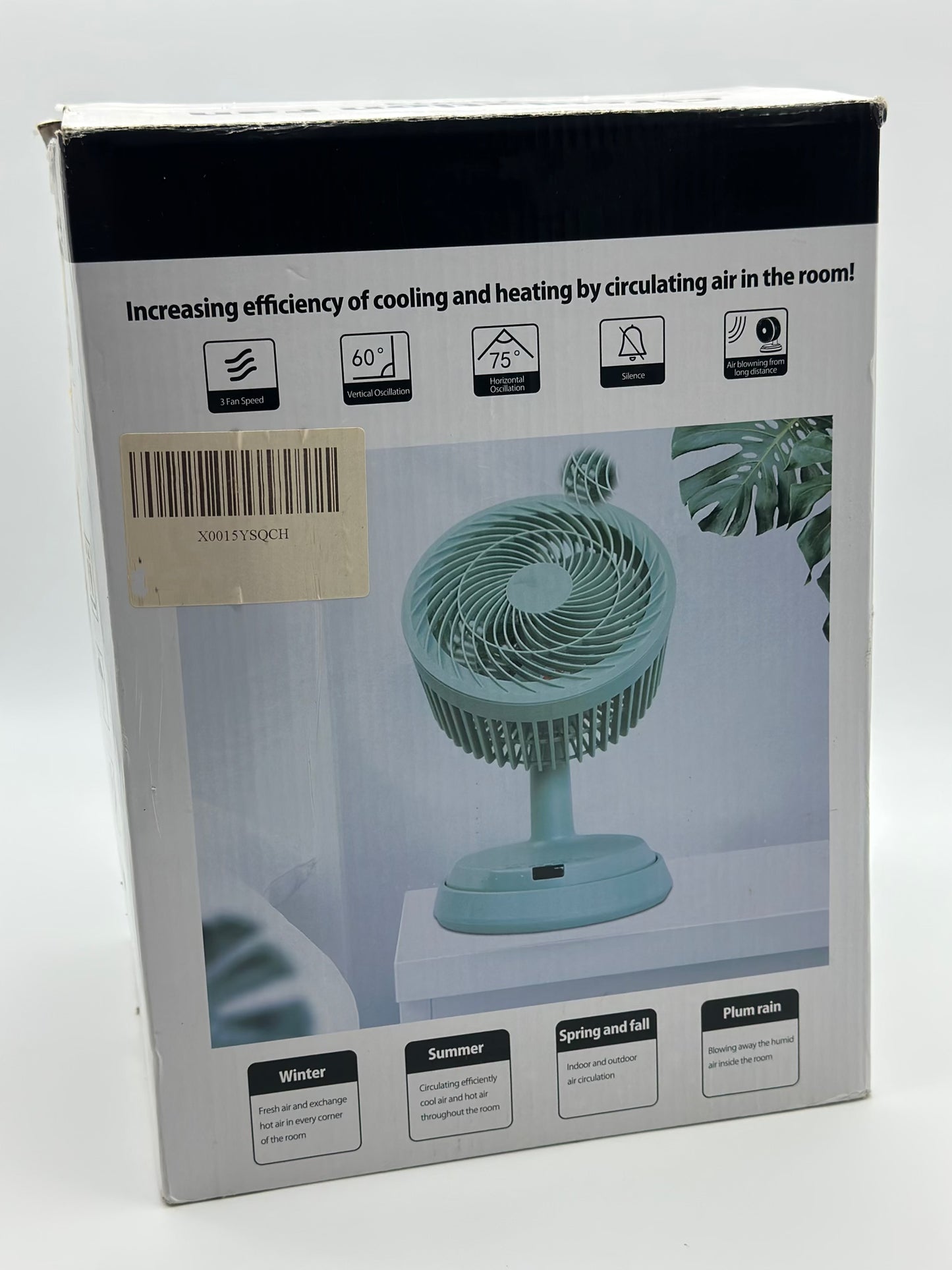 Ventilateur Silencieux avec Télécommande, 4 Vitesses Minuterie 7h Turbo Ventilateur à Circulation