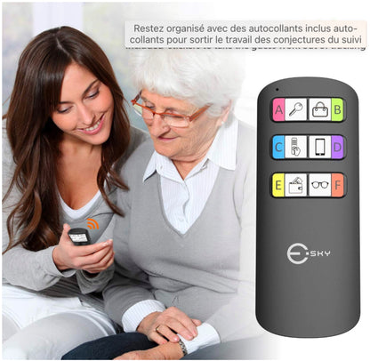 Esky Key Finder, détecteur de clés sans fil avec 6 récepteurs, RF Object Finder, Article Tracker, Animal de compagnie Tracker, Portefeuille Tracker, Bonne idée pour retrouver vos objets perdus