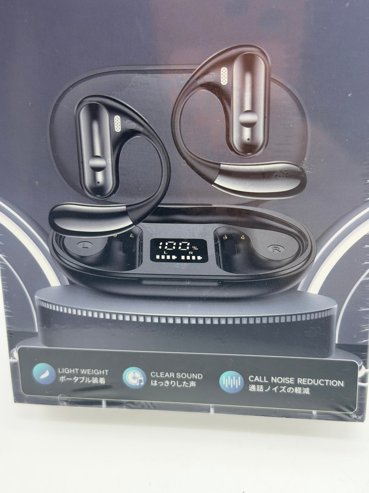 Écouteurs Bluetooth , en noir, driver de 16 mm pour un son puissant, microphone avec un angle de 85º et design Open Ear