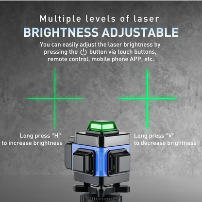 Niveau Laser 360°,Laser Chantier Autonivelant 4d 16 Lignes,Mode Impulsion,avec 2 Piles,Télécommande,Base en Aluminium et Trépied,Étanchéité IP54,pour Construction et Accrochage de tableaux