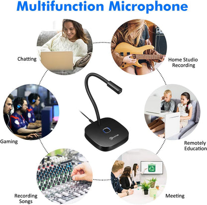 EIVOTOR Microphone PC USB Micro Computer Ordinateur Plug & Play Micro d'enregistrement avec Bouton Muet Compatible avec Mac, Windows 7/8/10, PS4 pour Discord, Youtube, Skype, Podcast, Conférence