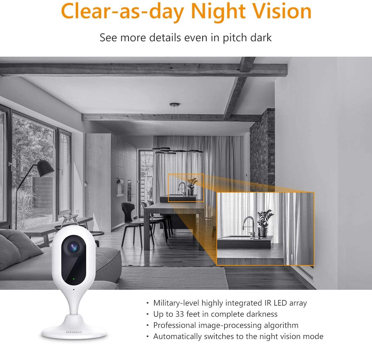 Imou Caméra IP sans Fil, 1080P WiFi Caméra Sécurité, Caméra Surveillance WiFi avec Détection de Mouvement, Audio Bidirectionnel et Vision Nocturne