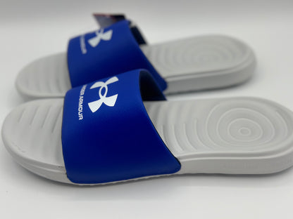 Claquettes Homme - UNDER ARMOUR - Gris chiné/bleu royal - Lanière fixe avec mousse