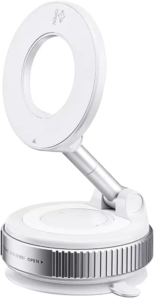 Support de téléphone, support de téléphone magnétique sous vide réglable à 360° Shopellox, support de téléphone mains libres pliable et rétractable pour maquillage/gymnase/miroir, adapté à tous les smartphones (noir)