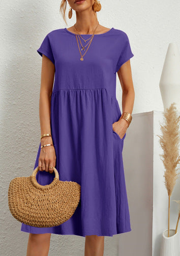 Robe "Everyday-Pocket" – Coupe A-Line, Col Rond & Confort Absolu