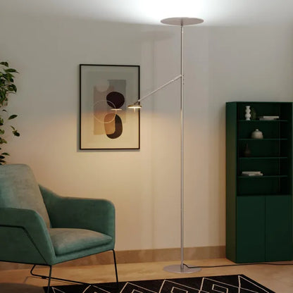Lampadaire avec liseuse, Mirasol, nickel, H.181 cm 2044 + 584 lm neuf