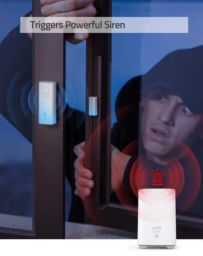 eufy Security, Capteur d'entrée eufy Security - Détecteur pour Portes et fenêtres avec Alarme, alertes sur Application Android/iOS, 2 Ans d'autonomie - Nécessite eufy HomeBase ou HomeBase E
